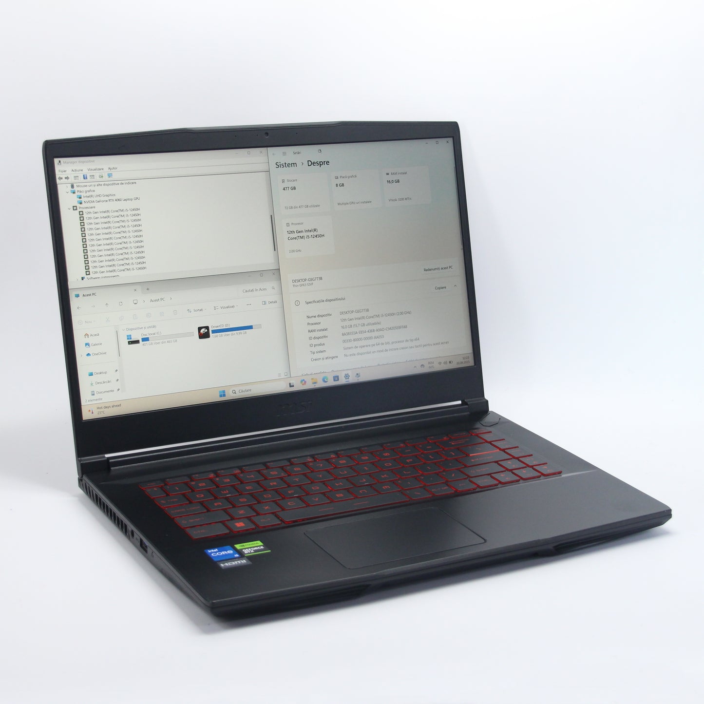 MSI Thin GF63, i5-12450H, RTX 4060, 512 Gb SSD/16 Gb RAM